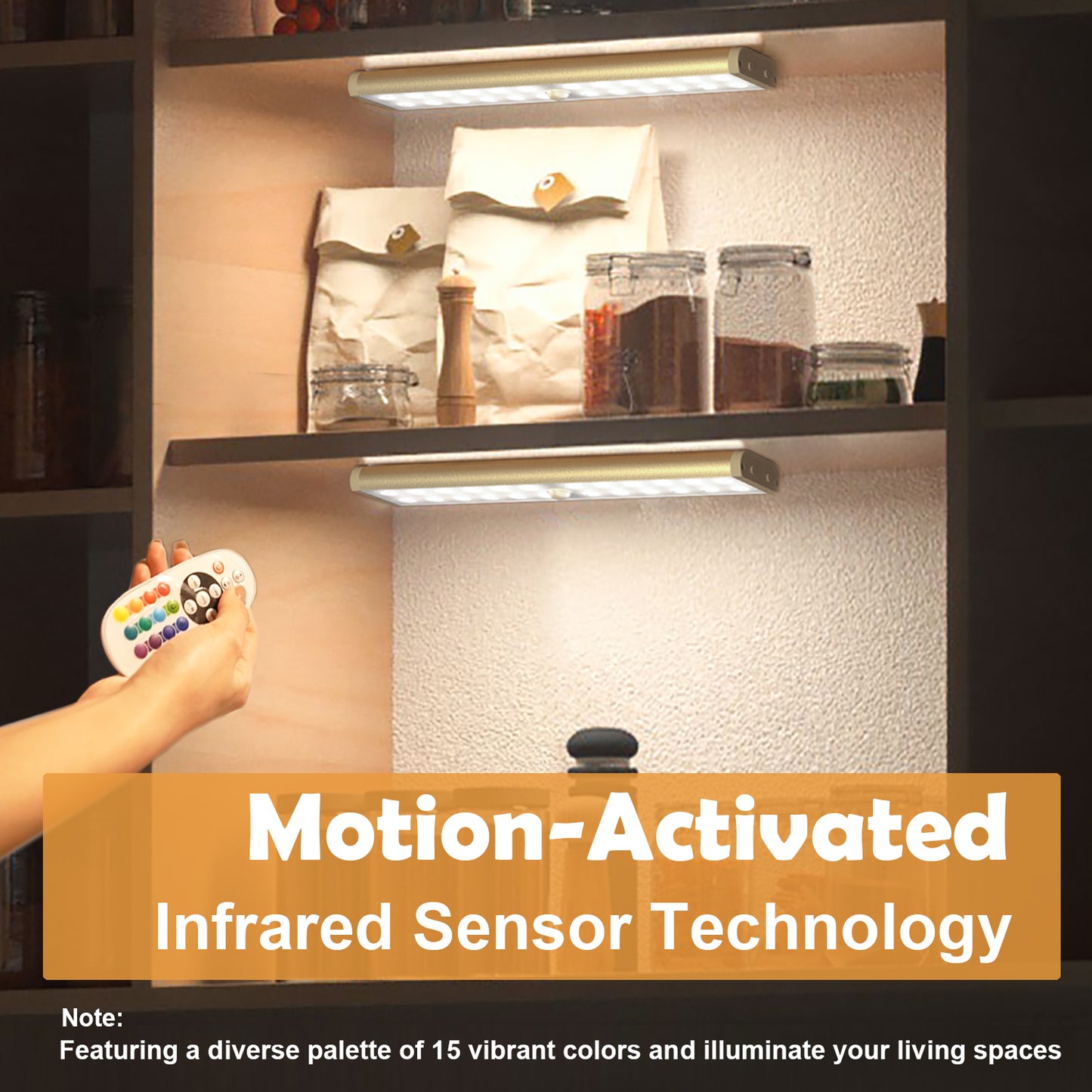 SZOKLED 58-LED RGB Motion Sensor Under Cabinet Lighting with Remote Control, 15 Color (6 Packs)