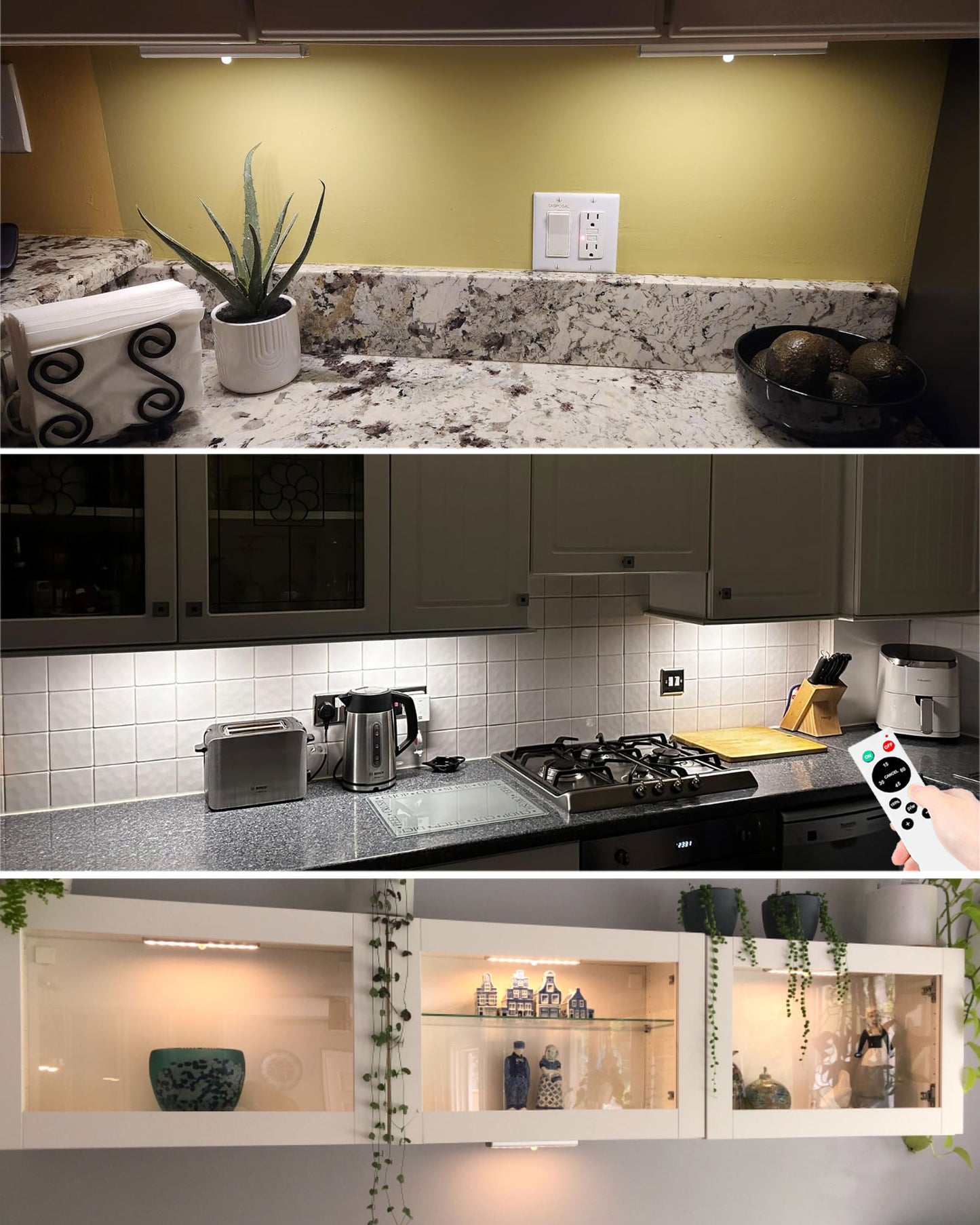 SZOKLED 20-LED Under Cabinet Lighting Remote Control, 3 Colors(4 Packs)
