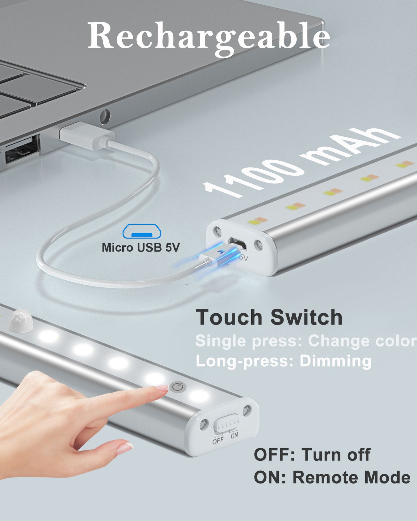 SZOKLED 20-LED Under Cabinet Lighting Remote Control, 3 Colors(4 Packs)