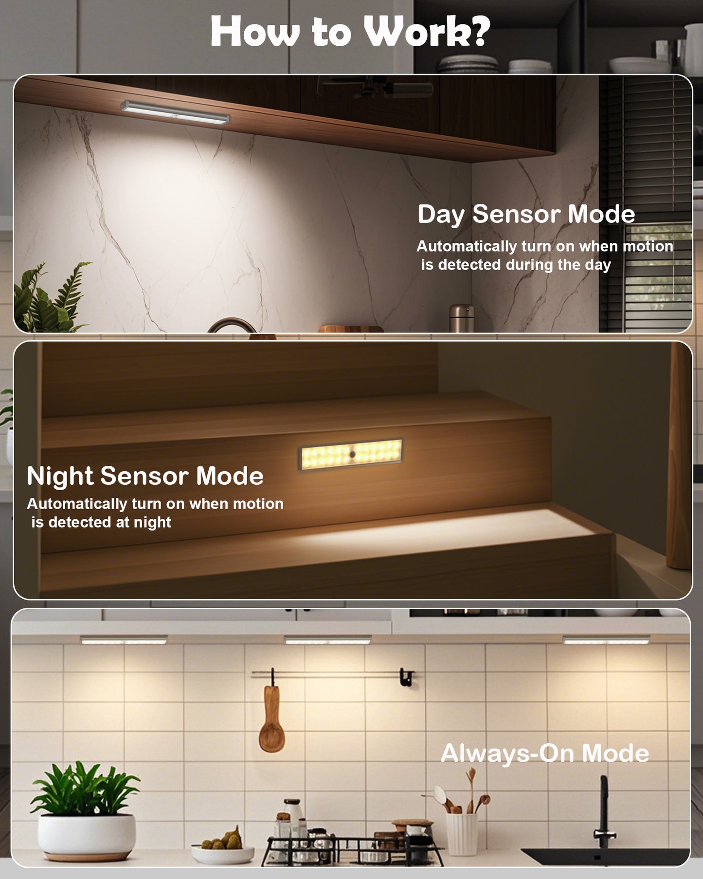 SZOKLED 58-LED RGB Motion Sensor Under Cabinet Lighting with Remote Control, 15 Color (4 Packs)
