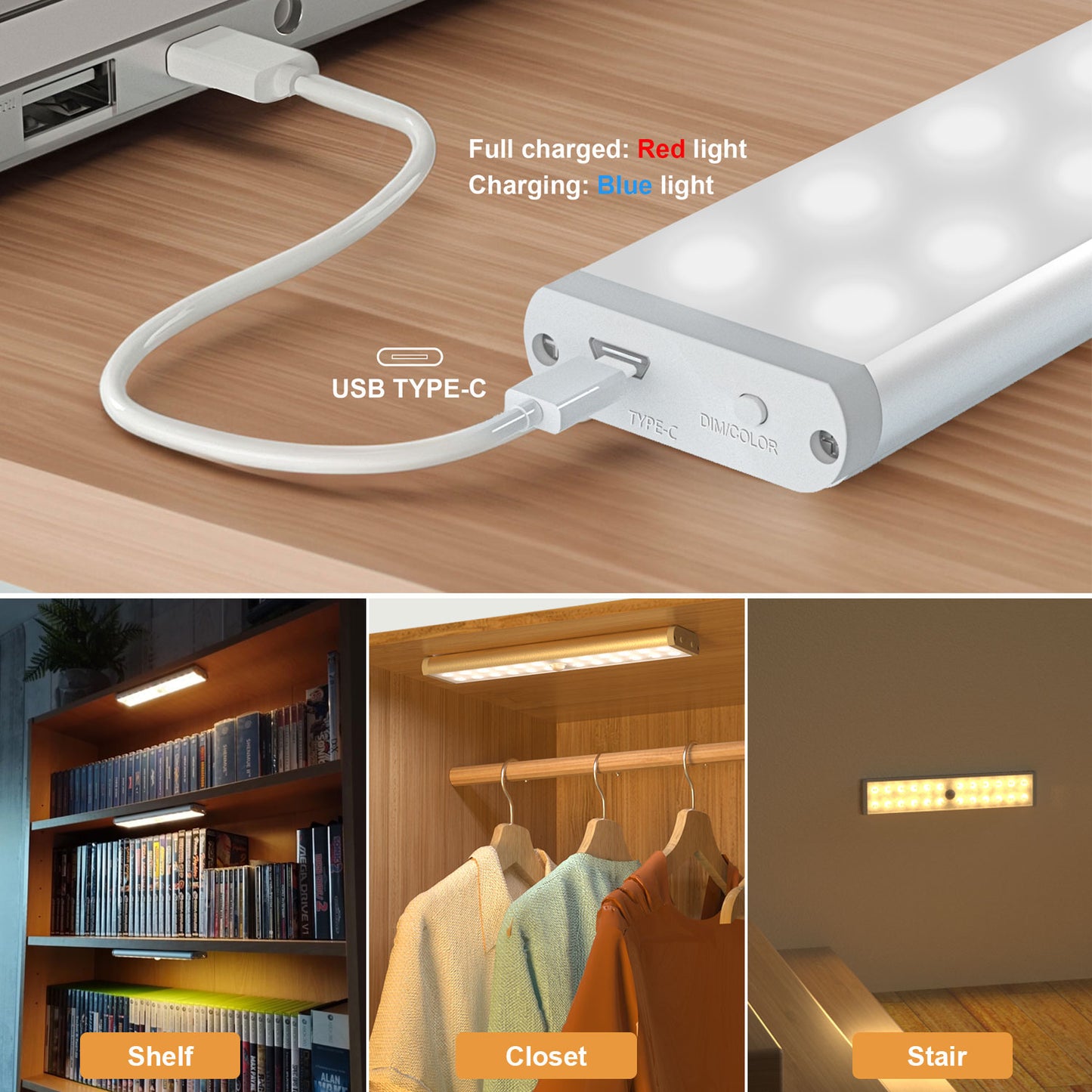 SZOKLED 58-LED RGB Motion Sensor Under Cabinet Lighting with Remote Control, 15 Color (6 Packs)