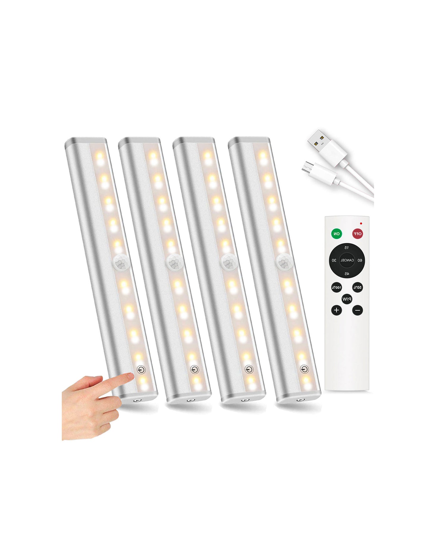 SZOKLED 20-LED Under Cabinet Lighting Remote Control, 3 Colors(4 Packs)