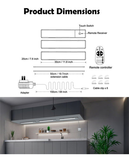 SZOKLED Under Cabinet Lighting Plug in, Hardwired LED Under Cabinet Lights with Timer & Dimmable, 15 RGB Color Changing, 3-Pack