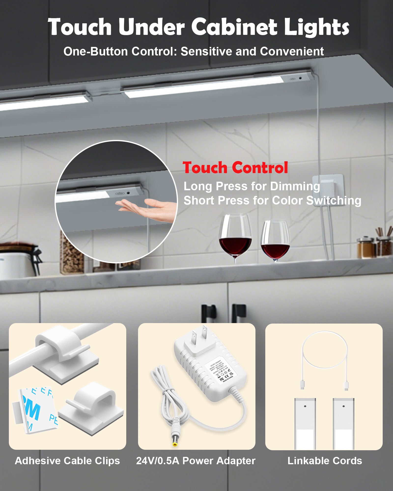 SZOKLED Under Cabinet Lighting Plug in, Hardwired LED Under Cabinet Lights with Timer & Dimmable, 15 RGB Color Changing, 3-Pack