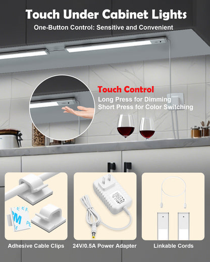 SZOKLED Under Cabinet Lighting Plug in, Hardwired LED Under Cabinet Lights with Timer & Dimmable, 15 RGB Color Changing, 3-Pack