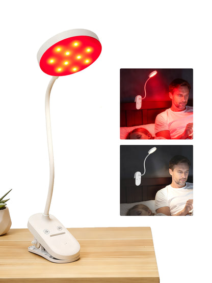 SZOKLED Red Light Reading Lights for Books in Bed, Clip on Lamp with Timer & Dimmable, Rechargeable Eye Care Night Light