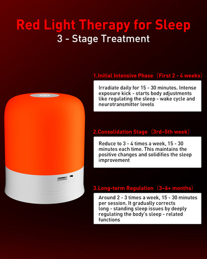 Natural Sleep Aid, Remote Control, Timer, Red Night Light for Bedroom, Sleeping, Reading, Baby Nursery