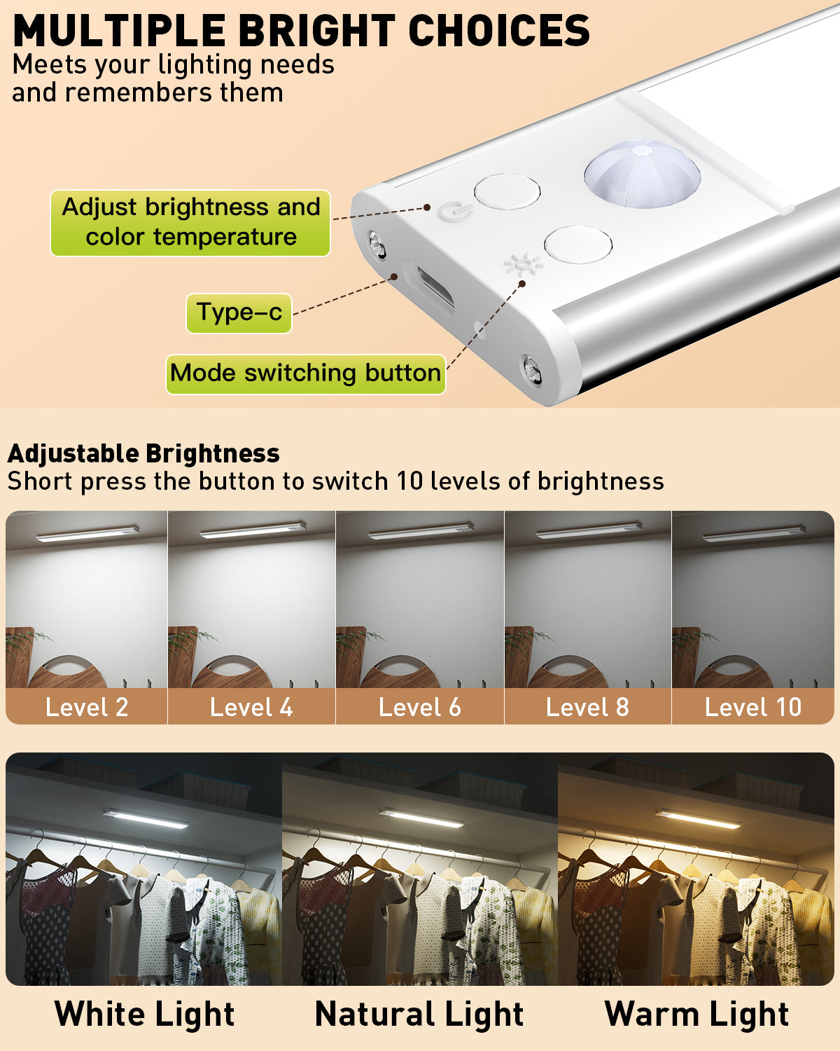 Under Cabinet Lighting, Rechargeable Motion Sensor Light Indoor, 4 Pack Magnetic Dimmable Closet Lights, Wireless Under Counter Lights for Kitchen, Stairs,Hallway(11.8inch)
