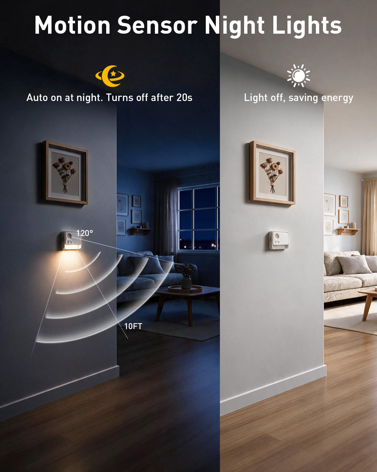 SZOKLED Rechargeable Motion Sensor Night Light Stair Lights Indoor, 3 Pack