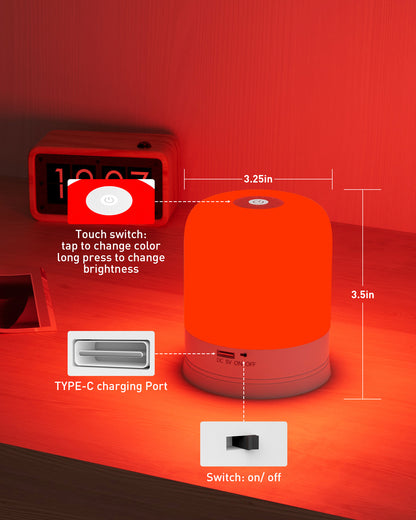 Natural Sleep Aid, Remote Control, Timer, Red Night Light for Bedroom, Sleeping, Reading, Baby Nursery