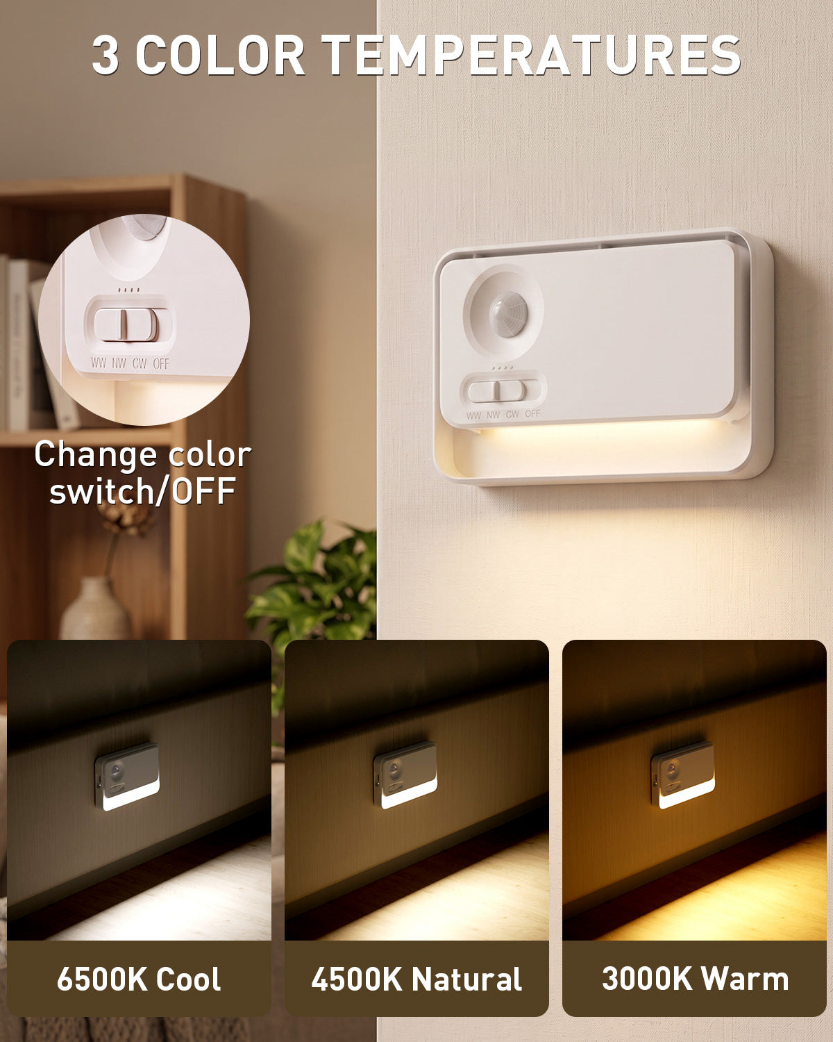 SZOKLED Rechargeable Motion Sensor Night Light Stair Lights Indoor, 6 Pack