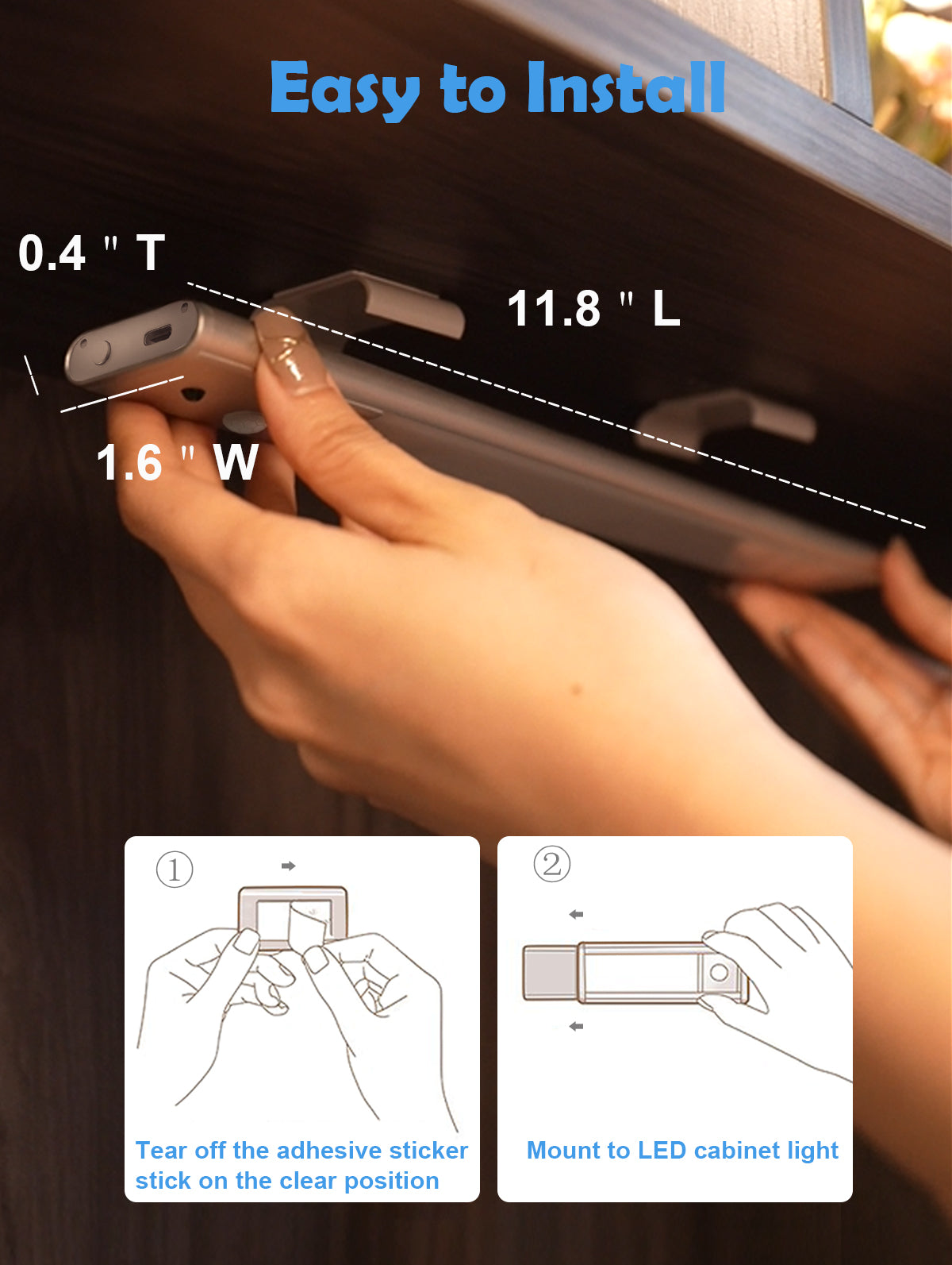 SZOKLED 64-LED Motion Sensor Under Cabinet Lighting Remote Control, 3 Colors