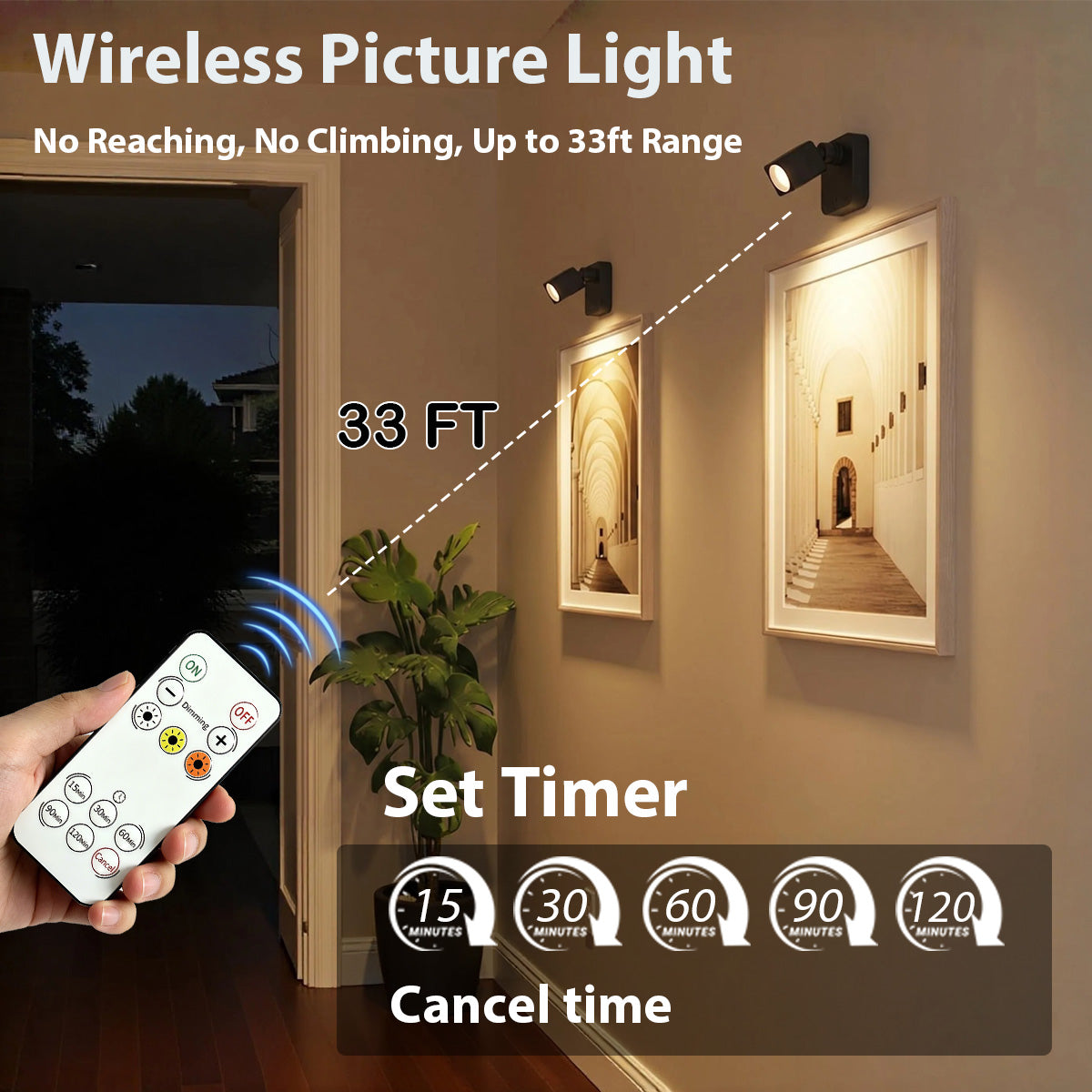 SZOKLED Rechargeable Picture Lights for Wall, Spotlight Indoor, 2 Pack