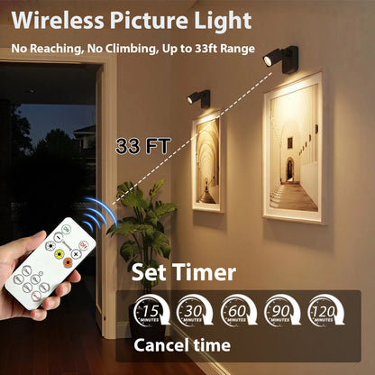SZOKLED Rechargeable Picture Lights for Wall, Spotlight Indoor, 2 Pack