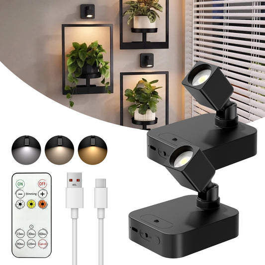 SZOKLED Rechargeable Picture Lights for Wall, Spotlight Indoor, 2 Pack