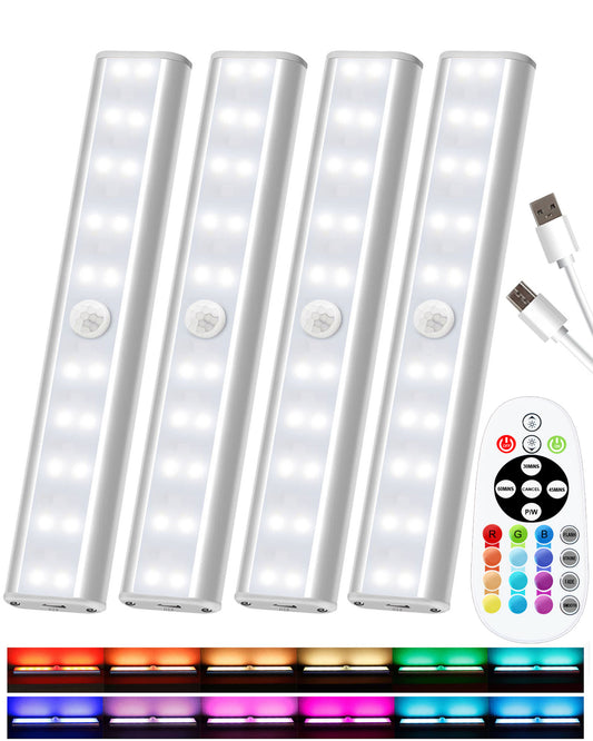 SZOKLED 48-LED RGB Under Cabinet Lighting Rechargeable, 15 Color Changing (4 Packs)