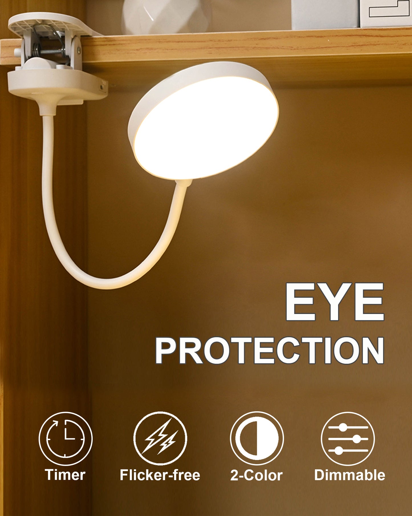 SZOKLED Red Light Reading Lights for Books in Bed, Clip on Lamp with Timer & Dimmable, Rechargeable Eye Care Night Light