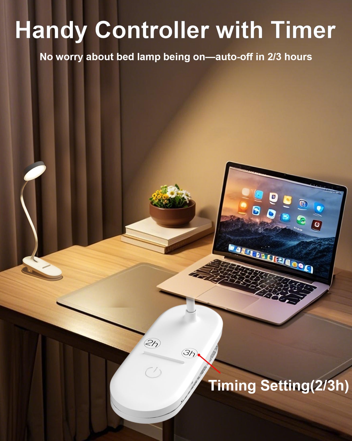 SZOKLED Red Light Reading Lights for Books in Bed, Clip on Lamp with Timer & Dimmable, Rechargeable Eye Care Night Light