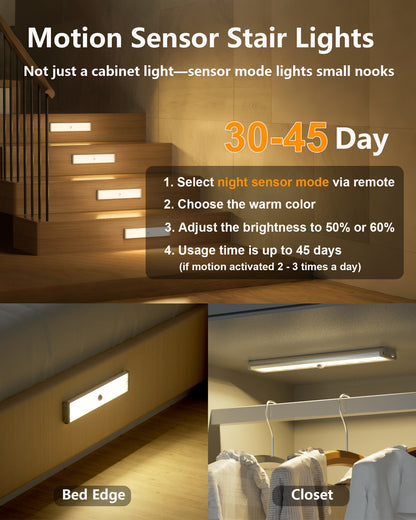 SZOKLED 58-LED RGB Motion Sensor Under Cabinet Lighting with Remote Control, 15 Color (6 Packs)