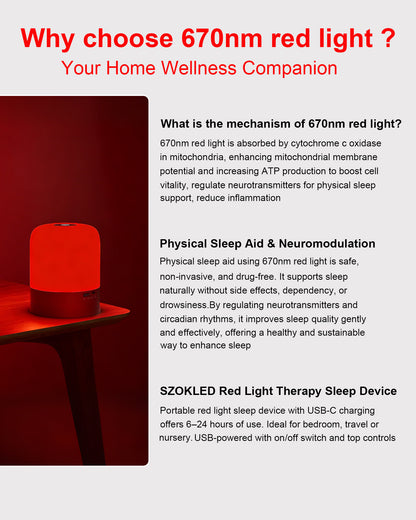 Natural Sleep Aid, Remote Control, Timer, Red Night Light for Bedroom, Sleeping, Reading, Baby Nursery