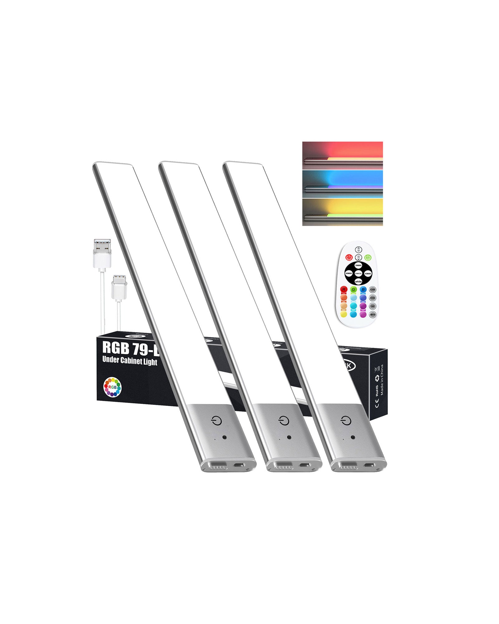 SZOKLED 79-LED RGB Under Cabinet Lighting with Remote Control, 15 Colors