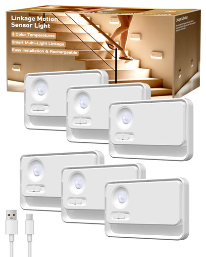 SZOKLED Rechargeable Motion Sensor Night Light Stair Lights Indoor, 6 Pack