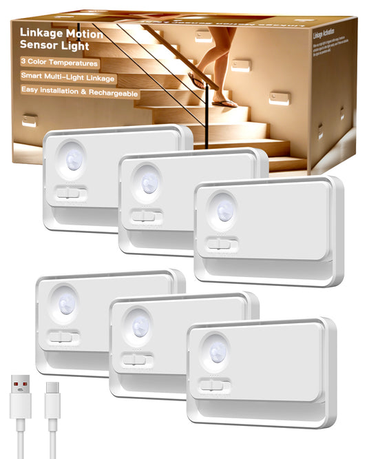 SZOKLED Rechargeable Motion Sensor Night Light Stair Lights Indoor, 6 Pack