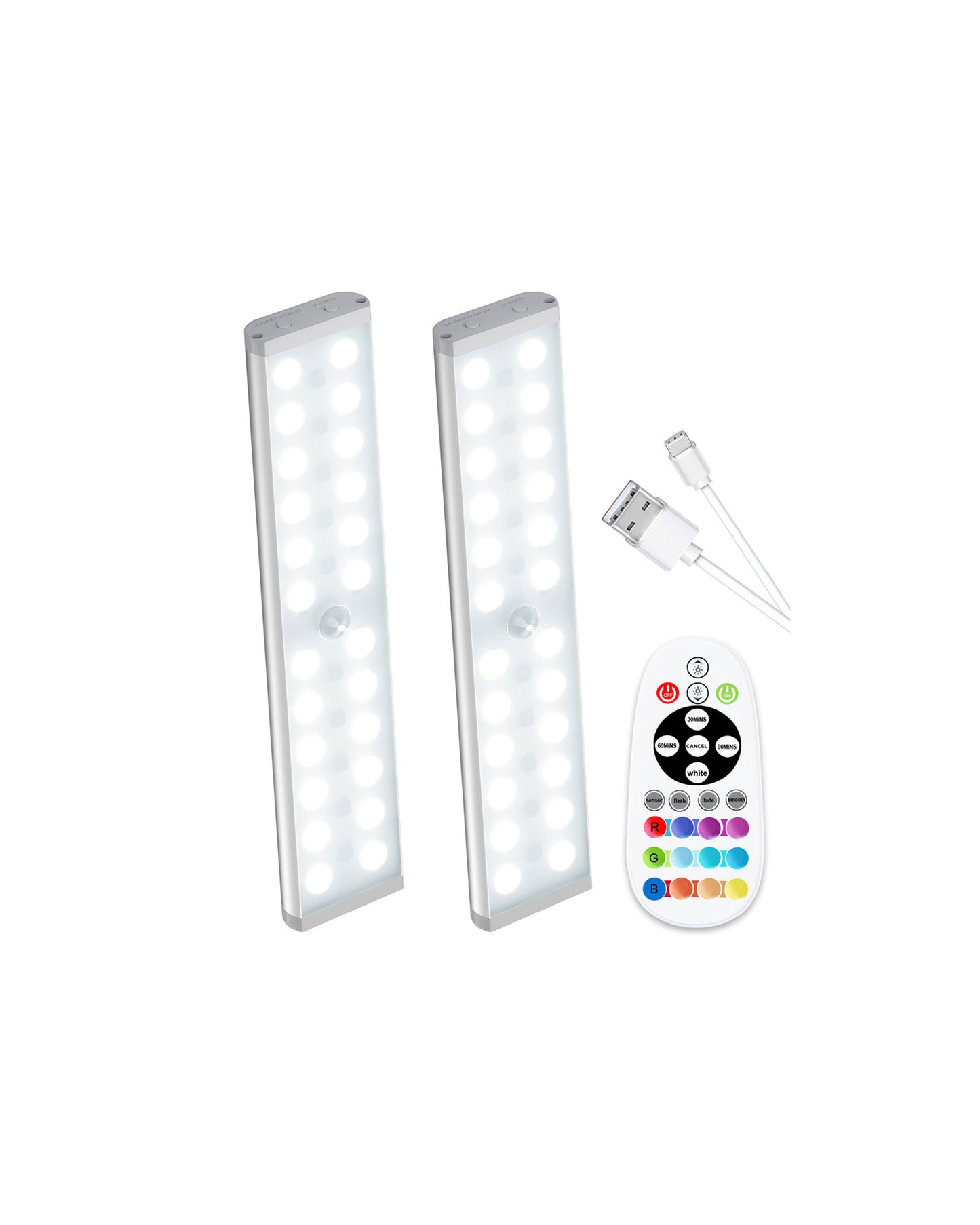 SZOKLED 58-LED RGB Motion Sensor Under Cabinet Lighting with Remote Control, 15 Color (2 Packs)